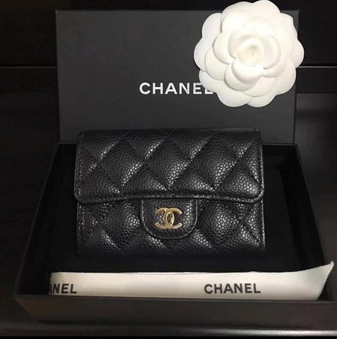  Card Holder Chanel Đen Khoá Vàng GAT45EP4 