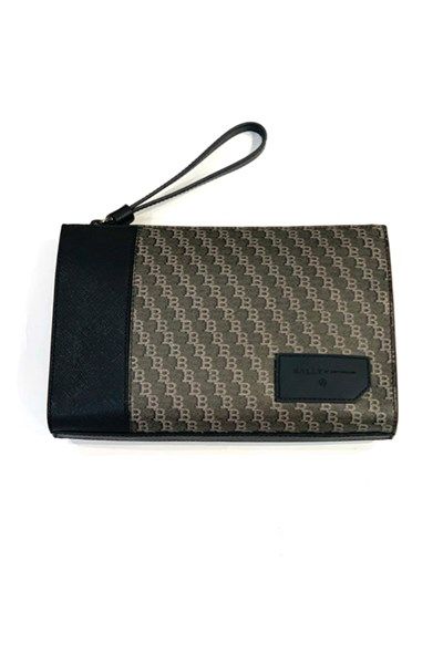  Clutch Bally Đen Ghi Nhiều Logo Bb 