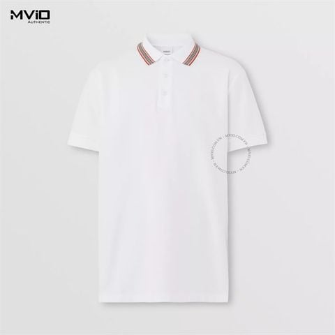  Polo Burberry Trắng Cổ Viền Vàng 8056225 