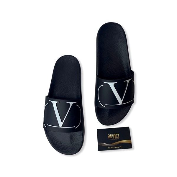 Dép Valentino Đen In Logo Trắng Hs873 