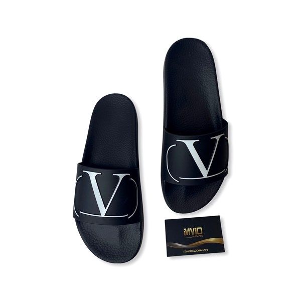  Dép Valentino Đen In Logo Trắng Hs873 