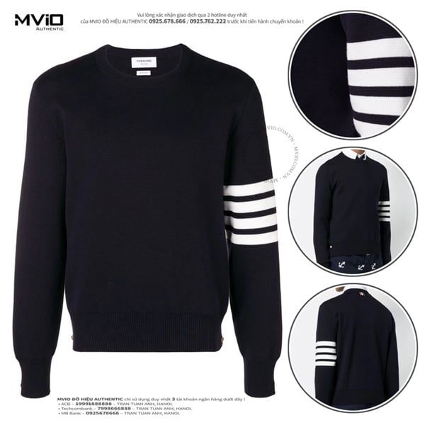  Len Thom Browne Navy Tay Viền Trắng MKA202A 00219 415 