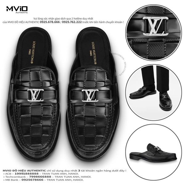  Slipper Louis Vuitton Đen Vân Damier 1A9KCB 