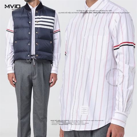  Sơ Mi Thom Browne Trắng Dài Tay Kẻ Màu MWL301O07720 960 