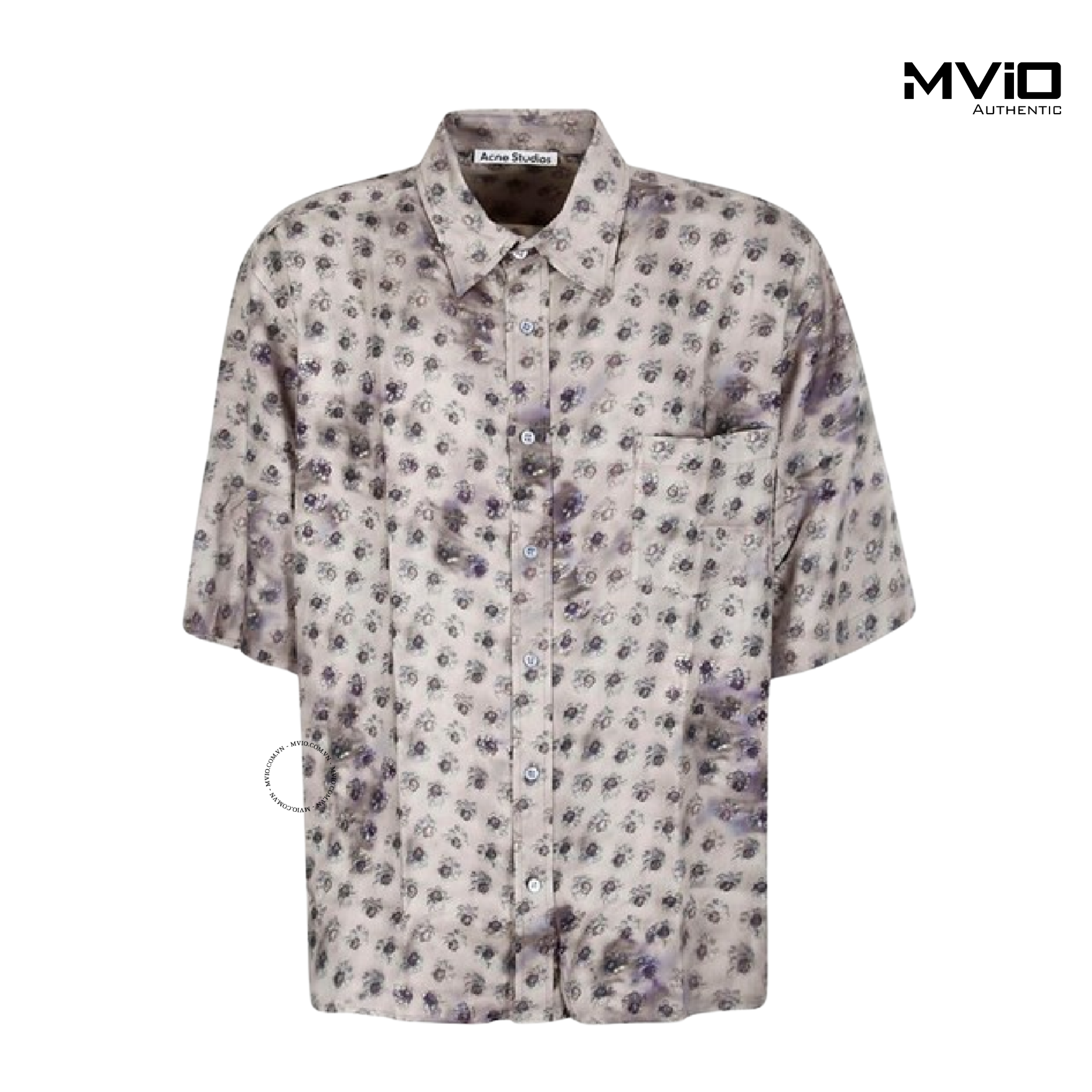  Sơ Mi ACNE STUDIOS Nâu Cộc Tay Hoạ Tiết FMMNSHIR000 