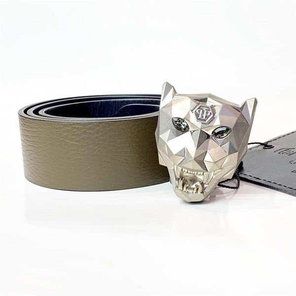  Belt Philipp Plein Mặt Sói Da Bê Xanh 