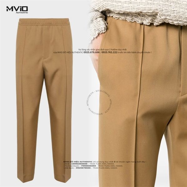  Quần Vải Lanvin Nâu Cạp Chun RMTR00315857P24 653 