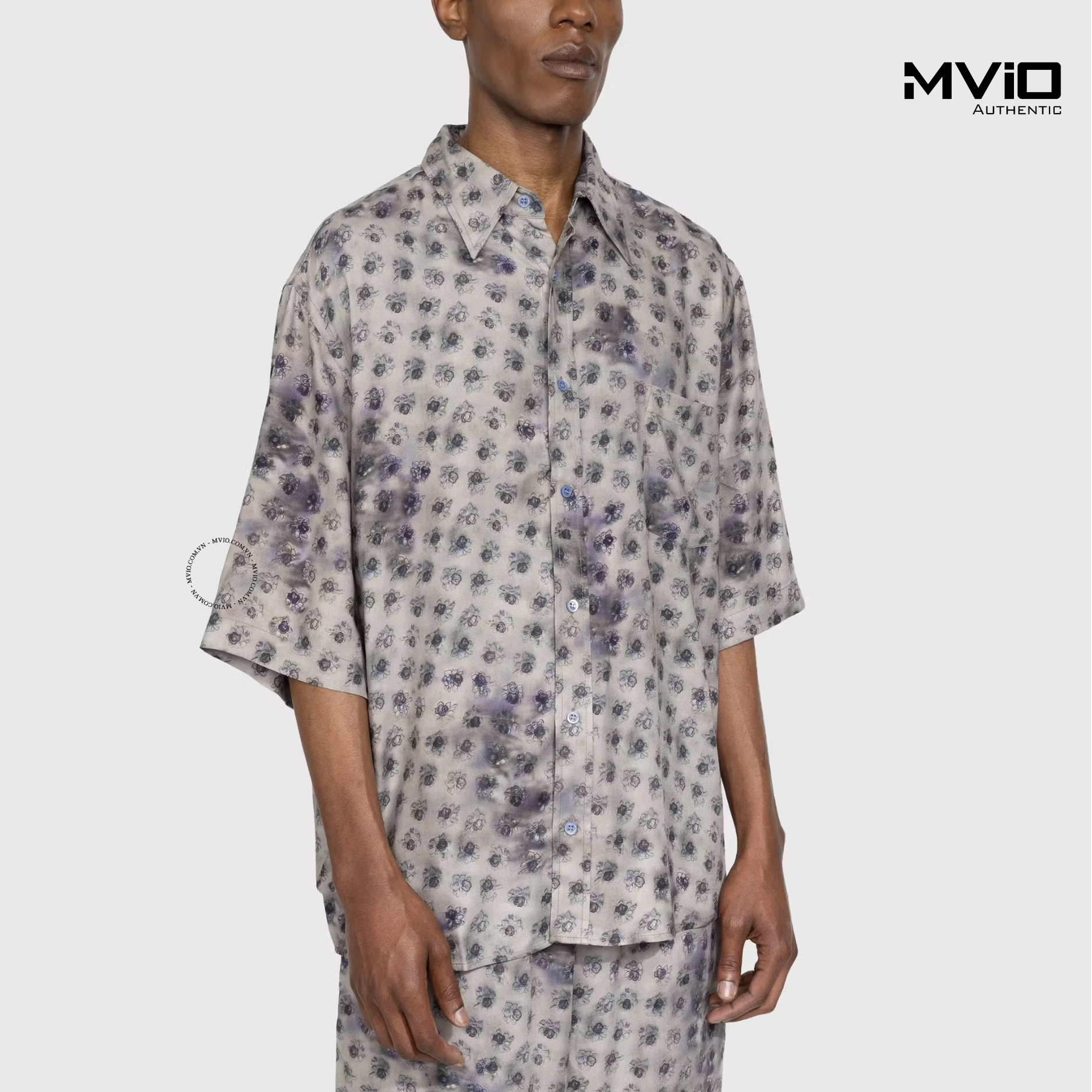  Sơ Mi ACNE STUDIOS Nâu Cộc Tay Hoạ Tiết FMMNSHIR000 