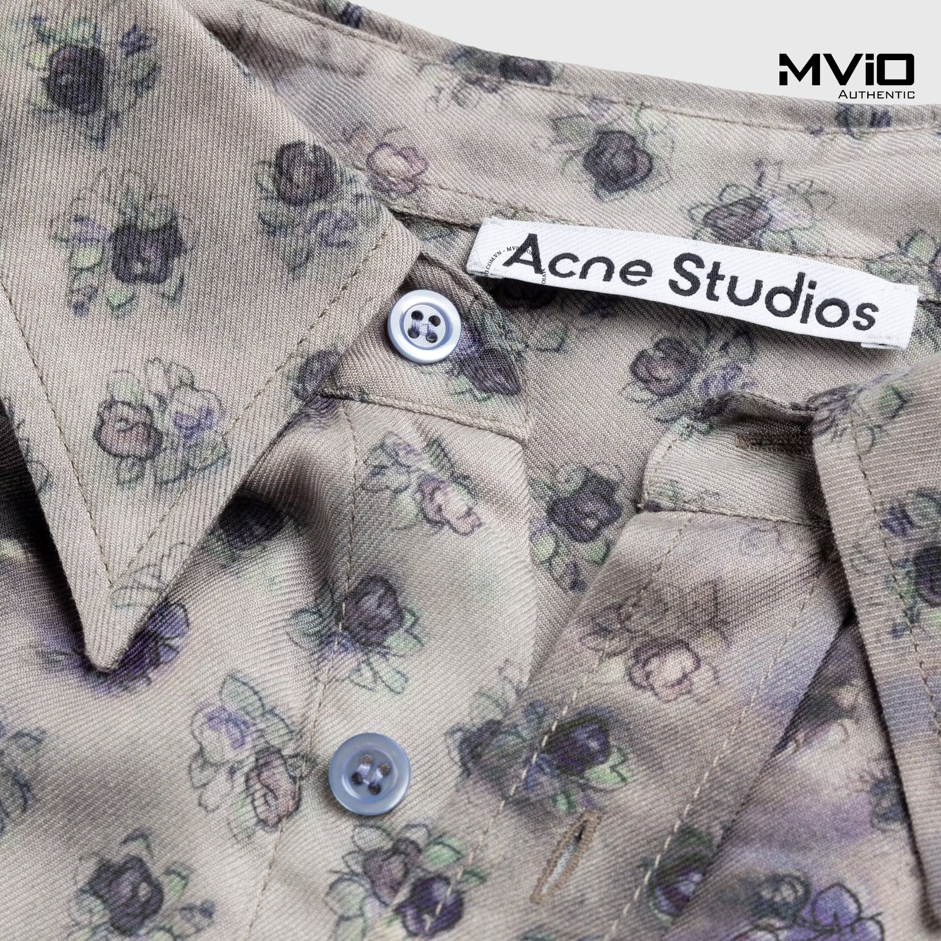  Sơ Mi ACNE STUDIOS Nâu Cộc Tay Hoạ Tiết FMMNSHIR000 
