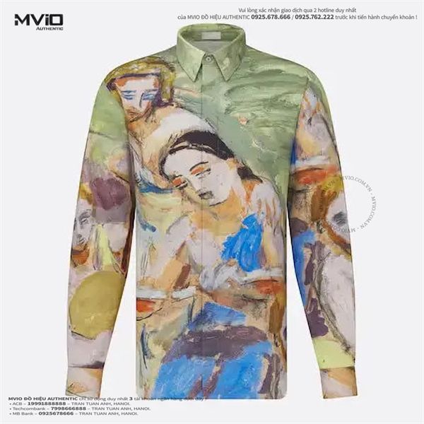  Sơ Mi Dior Dài Tay Hoạ Tiết Màu 013C502A5812 603 