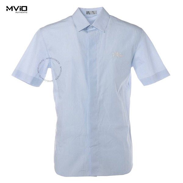  Sơ Mi Dior Cộc Tay Xanh Nhạt Kẻ Dọc 013C548N4954 