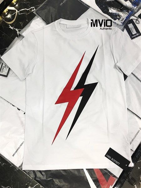  Phông Neil Barret Trắng Sét Đỏ Đen Pbjt546S 1116 