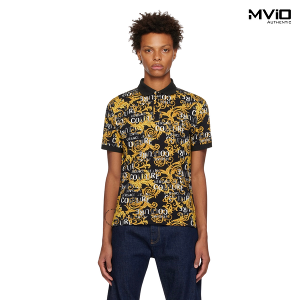  Polo Versace Đen Full Hoạ Tiết 74GAG6S0 
