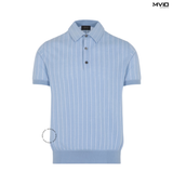  Polo Brioni Xanh Nhạt Kẻ Trắng Dệt Kim URM20OPCK 4990 