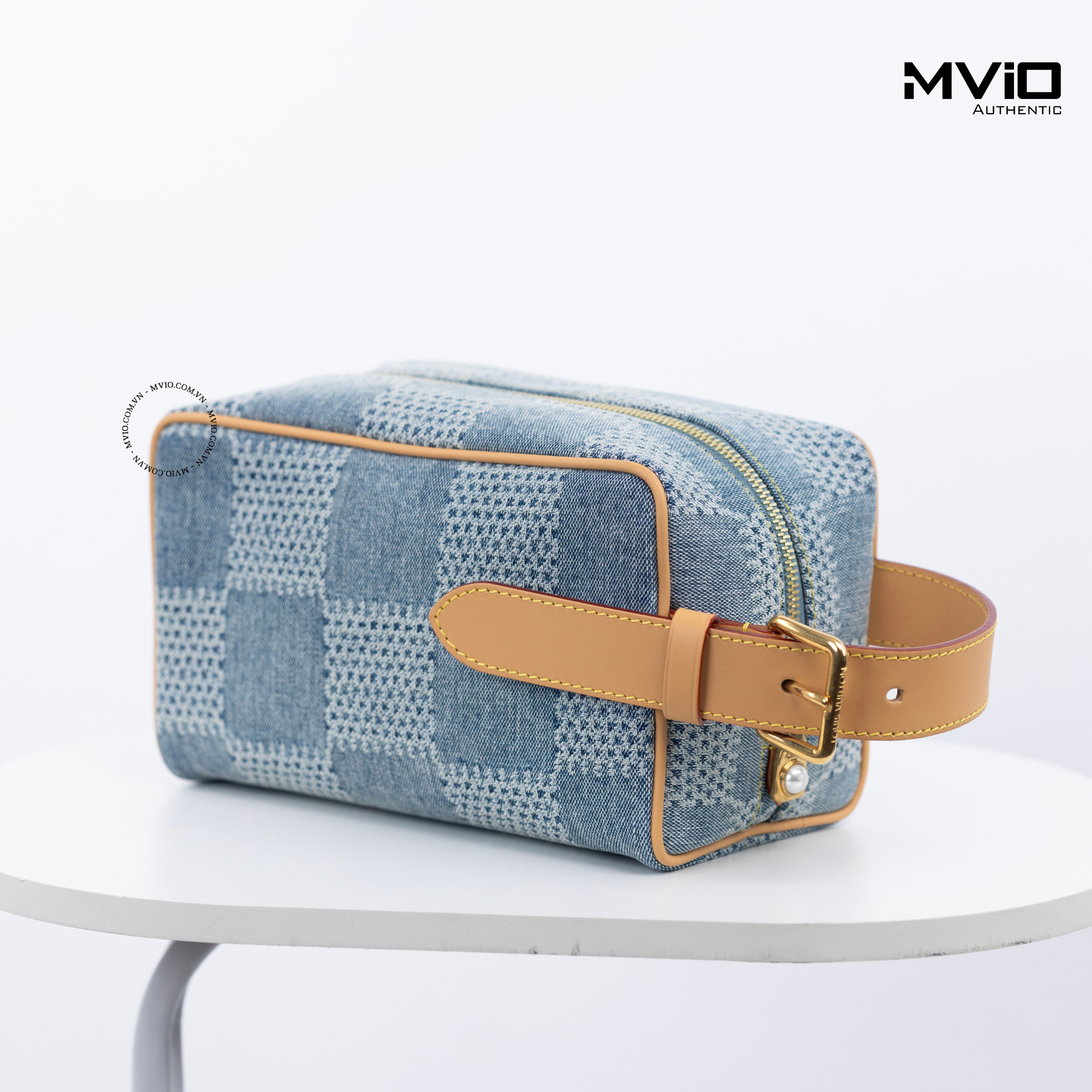  Túi Louis Vuitton Locker Dopp Kit Xanh Denim N40753 