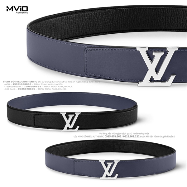 Belt Louis Vuitton Mặt Sliver Dây Xanh Đen M8359U