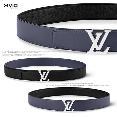  Belt Louis Vuitton Mặt Sliver Dây Xanh Đen M8359U 