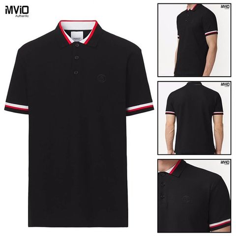  Polo Burberry Đen TB Cổ Trắng Đỏ 8048021 1002 