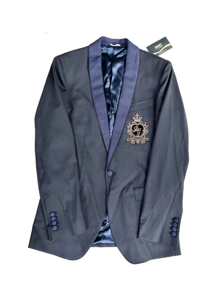 Blazer Dolce Gabbana Đen Viền Cổ Xanh Logo Thêu Ngực G2LY2Z FUCD4