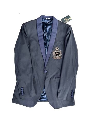  Blazer Dolce Gabbana Đen Viền Cổ Xanh Logo Thêu Ngực G2LY2Z FUCD4 