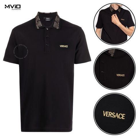  Polo Versace Đen Cổ Viền Vàng 1006038 1A04132 