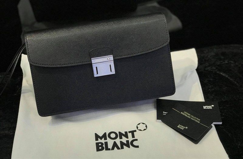  Clutch Monblanc Đen Khoá Bạc 