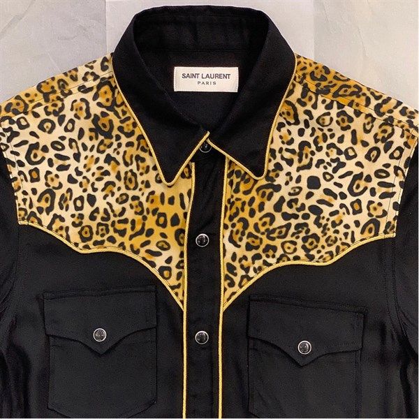  Sơ Mi Saint Laurent Đen Vai Báo 436423 Y978L 1571 