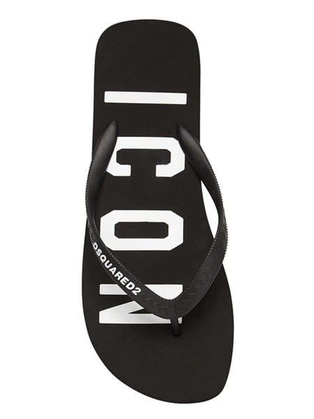  Dép Dsquared Đen Kẹp Ngón Chữ Icon Trắng 2021 