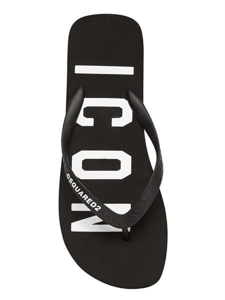  Dép Dsquared Đen Kẹp Ngón Chữ Icon Trắng 2021 