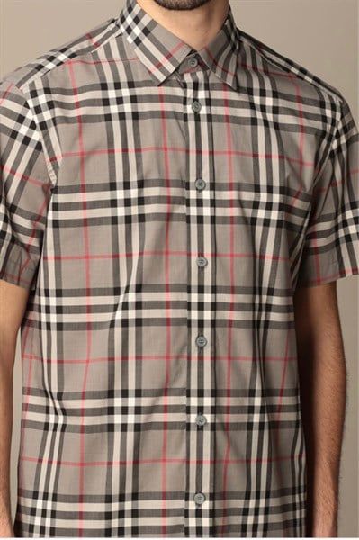  Sơ Mi Burberry Cộc Tay Grey Kẻ Cân 8029370 