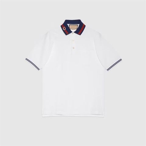  Polo Gucci Trắng Cổ Xanh Đỏ 658067 XJDI2 