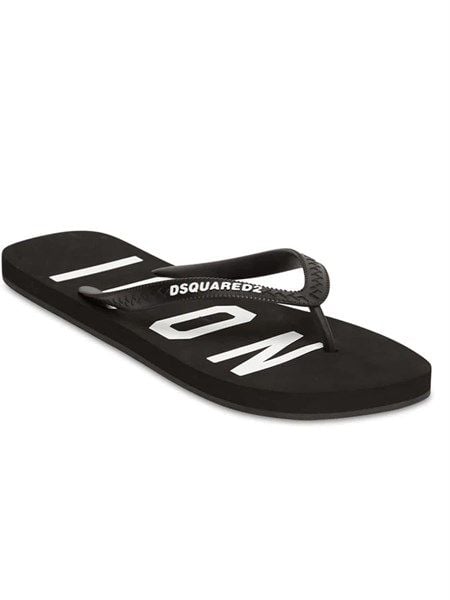  Dép Dsquared Đen Kẹp Ngón Chữ Icon Trắng 2021 