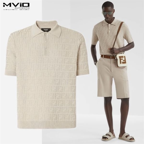  Polo Fendi Be Vân FF Dệt Kim EZC410 AUWO F0B9Y 