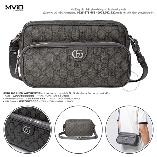 Túi Gucci Đeo Chéo Grey Mono Logo GG Bạc 723312 520981