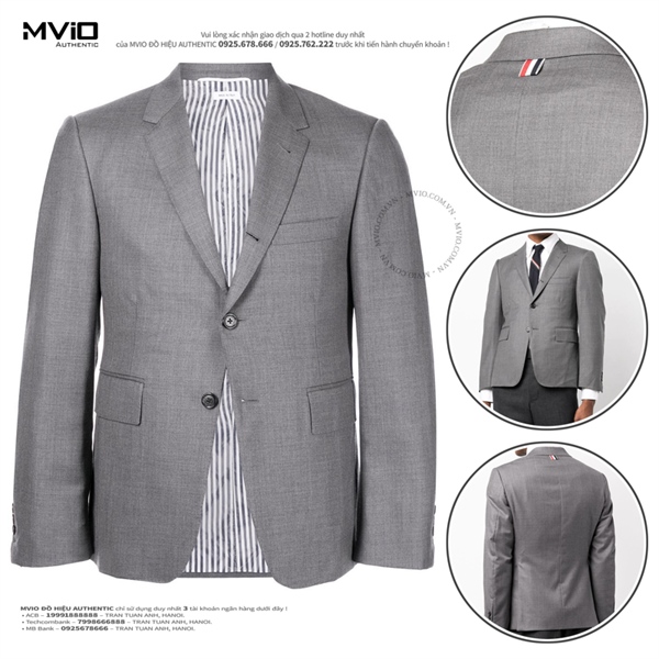 Blazer Thom Browne Xám Vạt Nhỏ Sau Cổ MJC001A00626 035