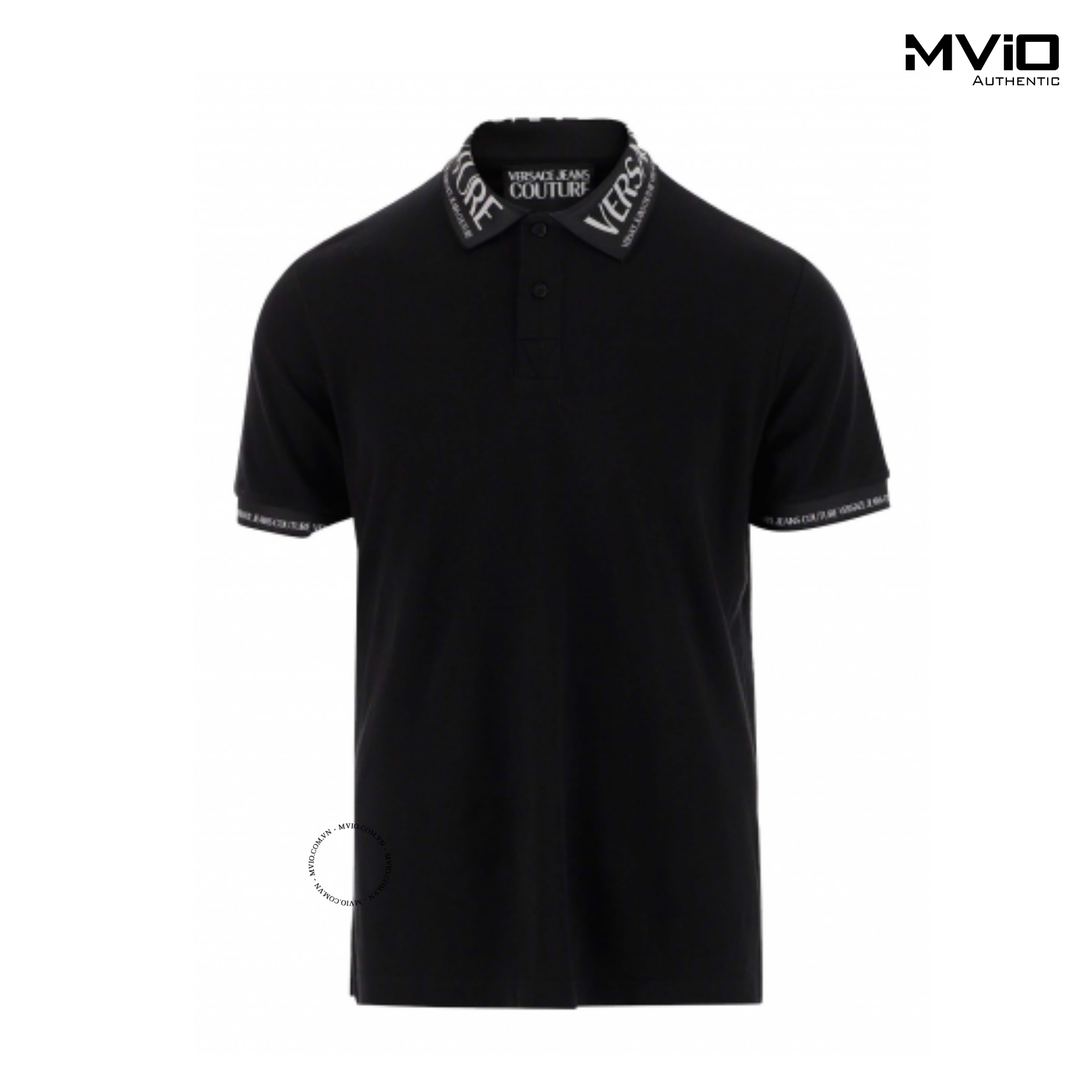  Polo Versace Đen Cổ Chữ Trắng 74GAGT02 
