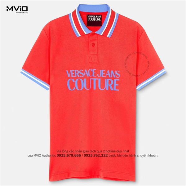 Polo Versace Couture Đỏ Cô Viền Xanh 74GAGT03