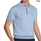  Polo Brioni Xanh Nhạt Kẻ Trắng Dệt Kim URM20OPCK 4990 