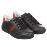  Sneaker Gucci Đen Vạt Cờ 486750 Ace Web Trainers 