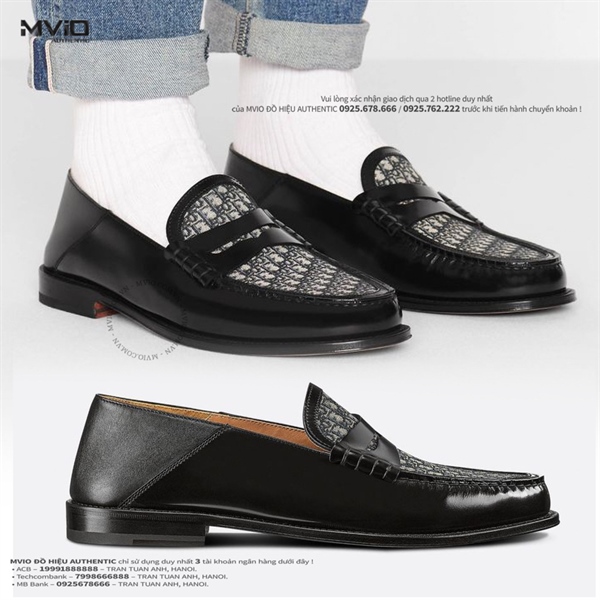 Loafer Dior Đen Đạp Gót Vân Oblique 3LO115ZKF96141.