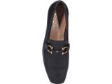  Loafer Salvatore Đen Da Sần Mũi Vuông Khoá Vàng Ln-Eee 