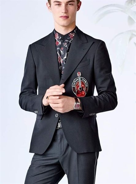  Blazer Dolce Đen Thêu Logo Guitar Đỏ 