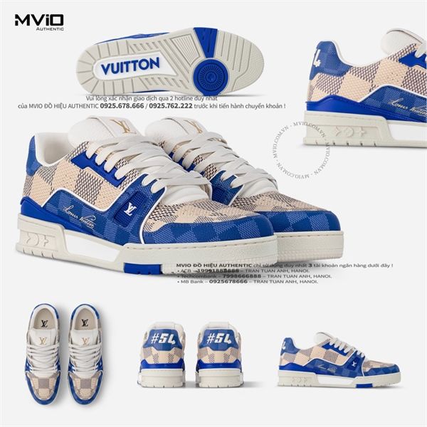  Sneaker Louis Vuitton Trainer Xanh Blue Damier 1AC57R 