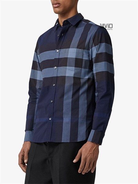  Sơ Mi Burberry Dài Tay Xanh Navy Ip 8011404 