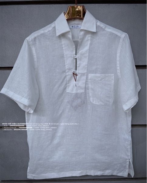  Sơ Mi Loro Piana Cộc Tay Đũi Trắng FAN1232 1000 
