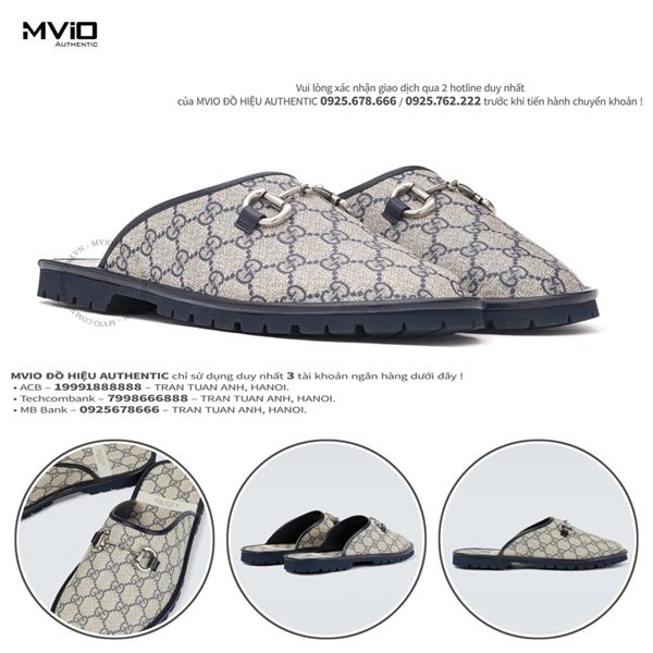  Slipper Gucci Xanh Mono 694249 