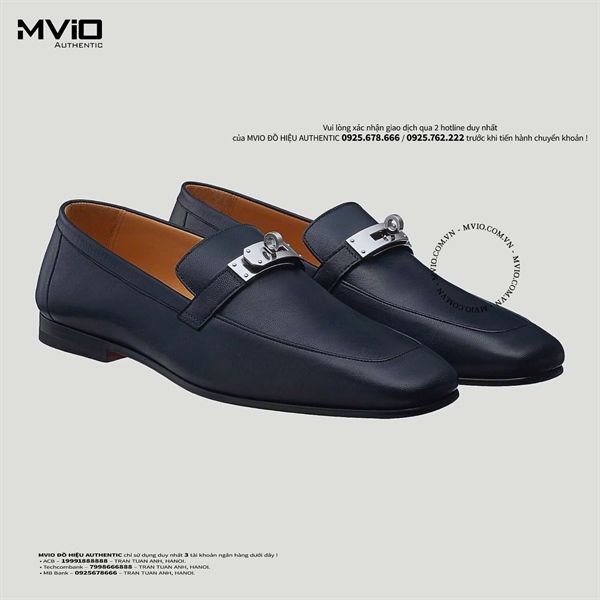  Loafer Hermes Xanh Đen Khoá Kelly Sliver WS211977ZA 2011 