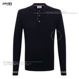  Polo Burberry Navy Dài Tay Viền Cổ Tay 8045520 