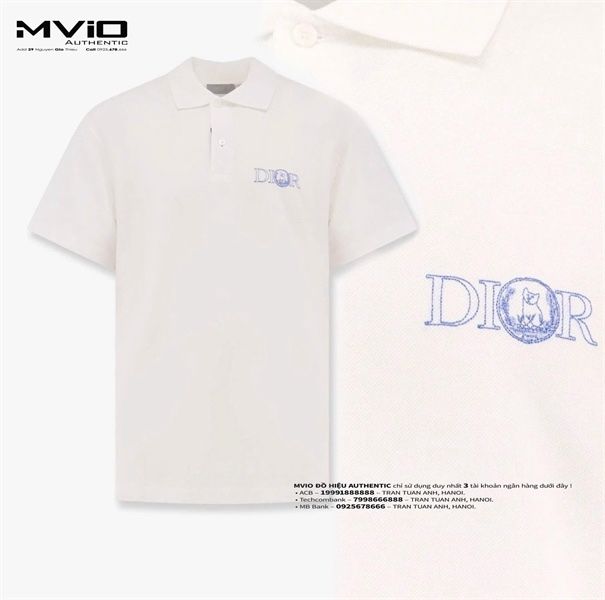  Polo Dior Trắng Chữ Ngực Xanh 583J811A0448 002 