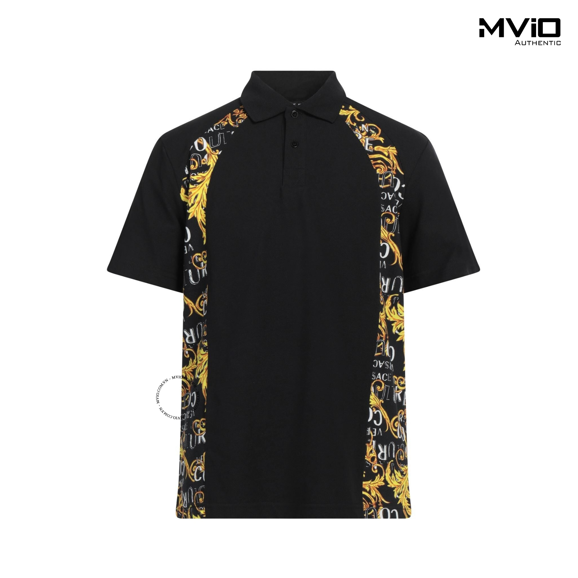  Polo Versace Đen Hoạ Tiết Vàng 2 Bên 74GAG627 